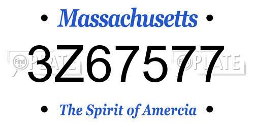 3Z67577 Massachusetts License Plate