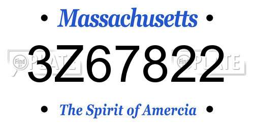3Z67822 Massachusetts License Plate