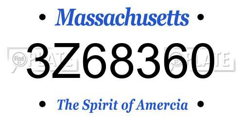 3Z68360 Massachusetts License Plate
