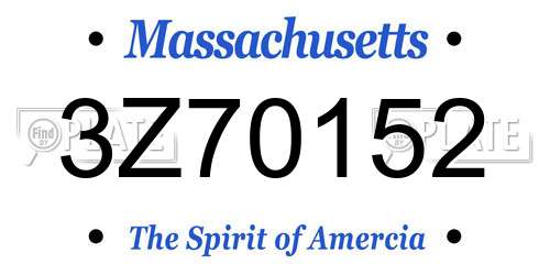 3Z70152 Massachusetts License Plate