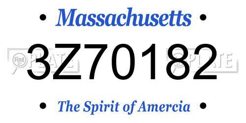 3Z70182 Massachusetts License Plate
