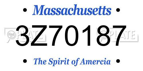 3Z70187 Massachusetts License Plate
