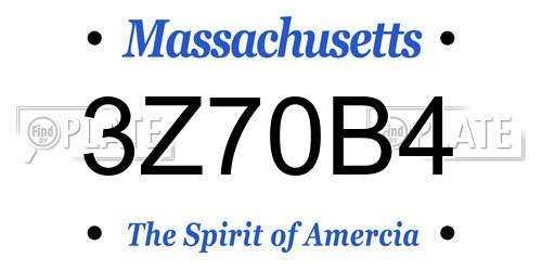 3Z70B4 Massachusetts License Plate