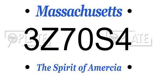 3Z70S4 Massachusetts License Plate
