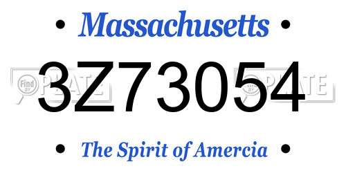 3Z73054 Massachusetts License Plate
