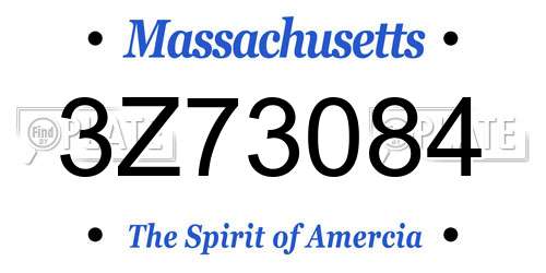 3Z73084 Massachusetts License Plate