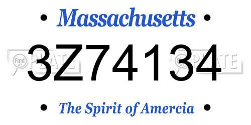 3Z74134 Massachusetts License Plate