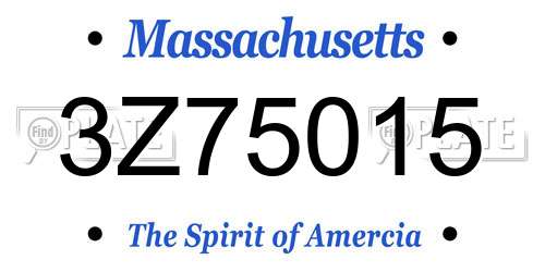 3Z75015 Massachusetts License Plate