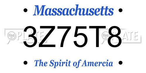 3Z75T8 Massachusetts License Plate