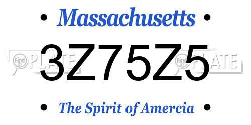 3Z75Z5 Massachusetts License Plate
