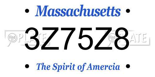 3Z75Z8 Massachusetts License Plate