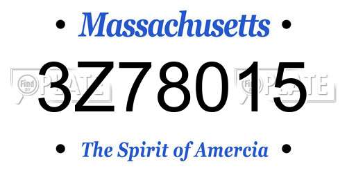 3Z78015 Massachusetts License Plate