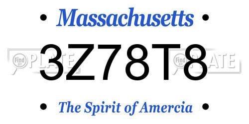 3Z78T8 Massachusetts License Plate