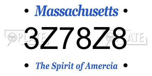 3Z78Z8 Massachusetts License Plate