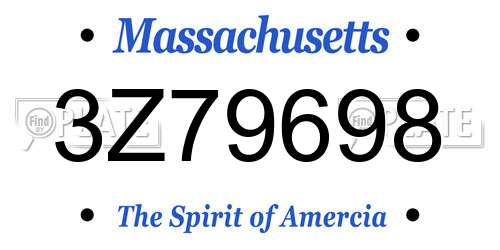 3Z79698 Massachusetts License Plate