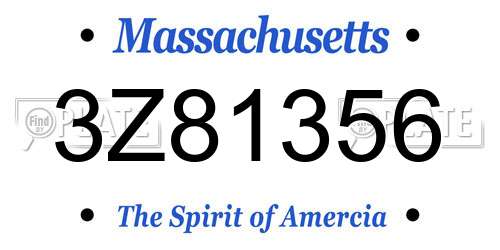 3Z81356 Massachusetts License Plate