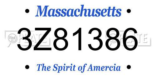 3Z81386 Massachusetts License Plate