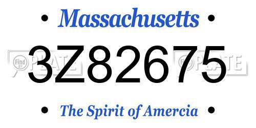 3Z82675 Massachusetts License Plate