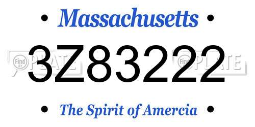 3Z83222 Massachusetts License Plate