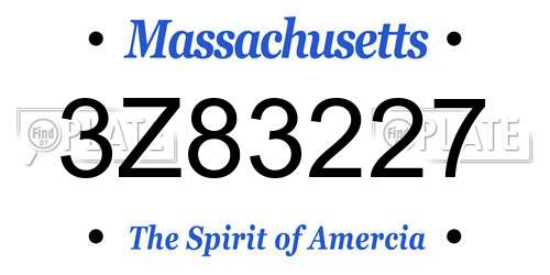 3Z83227 Massachusetts License Plate