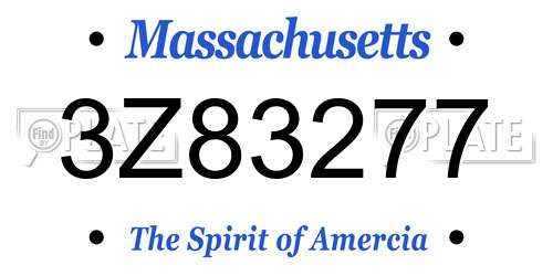 3Z83277 Massachusetts License Plate