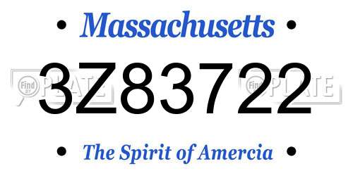 3Z83722 Massachusetts License Plate