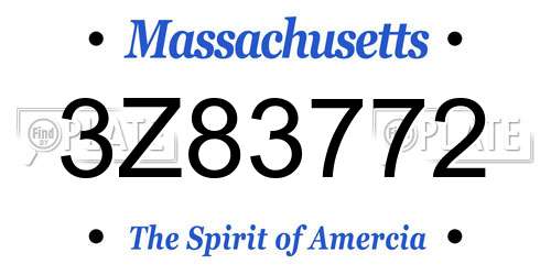 3Z83772 Massachusetts License Plate