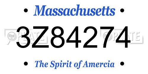 3Z84274 Massachusetts License Plate