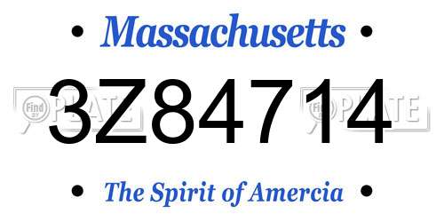 3Z84714 Massachusetts License Plate