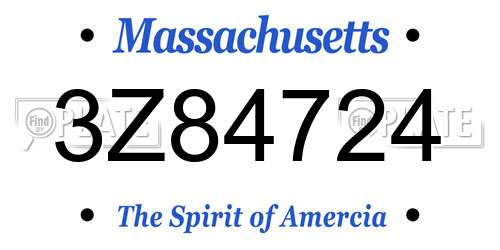 3Z84724 Massachusetts License Plate