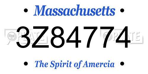 3Z84774 Massachusetts License Plate