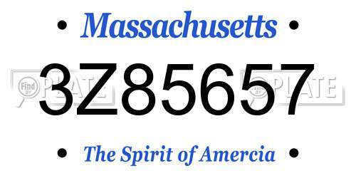 3Z85657 Massachusetts License Plate
