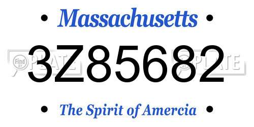 3Z85682 Massachusetts License Plate
