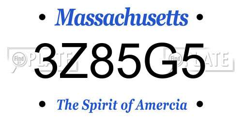 3Z85G5 Massachusetts License Plate
