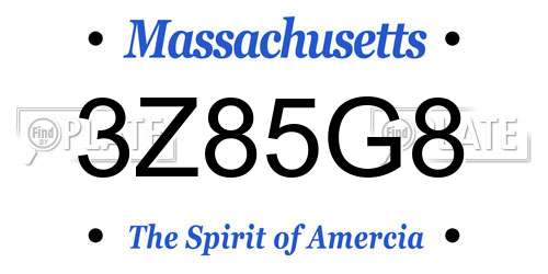 3Z85G8 Massachusetts License Plate