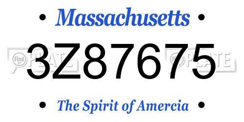 3Z87675 Massachusetts License Plate
