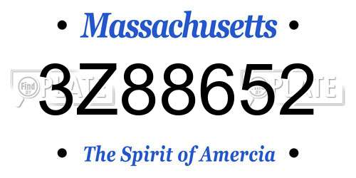 3Z88652 Massachusetts License Plate
