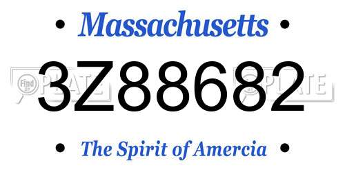 3Z88682 Massachusetts License Plate