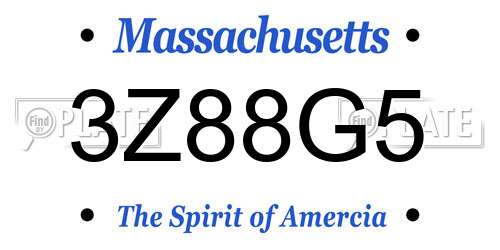 3Z88G5 Massachusetts License Plate