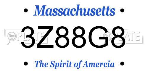 3Z88G8 Massachusetts License Plate