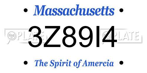 3Z89I4 Massachusetts License Plate