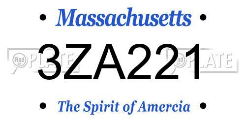 3ZA221 Massachusetts License Plate