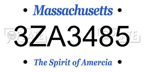 3ZA3485 Massachusetts License Plate