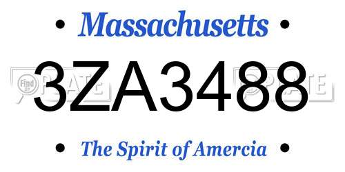 3ZA3488 Massachusetts License Plate