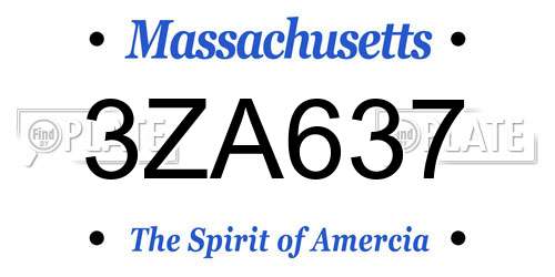 3ZA637 Massachusetts License Plate