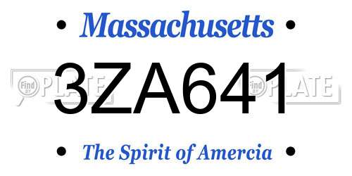 3ZA641 Massachusetts License Plate