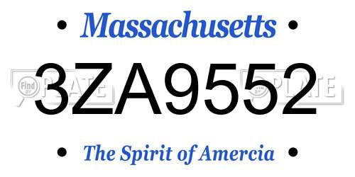3ZA9552 Massachusetts License Plate