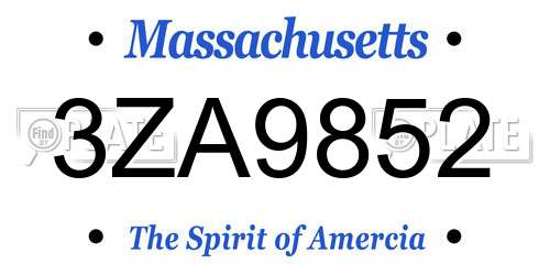 3ZA9852 Massachusetts License Plate
