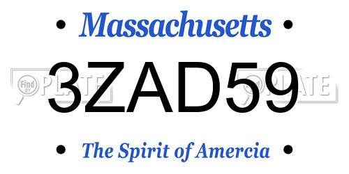 3ZAD59 Massachusetts License Plate