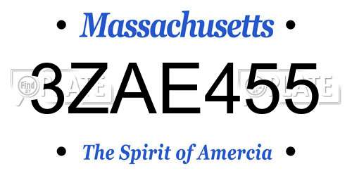 3ZAE455 Massachusetts License Plate